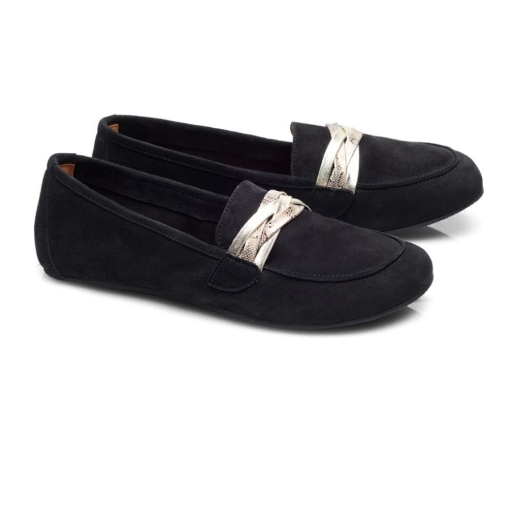 ZAQQ Qerp Velors Black Suede Barefoot Loafers Sz 38